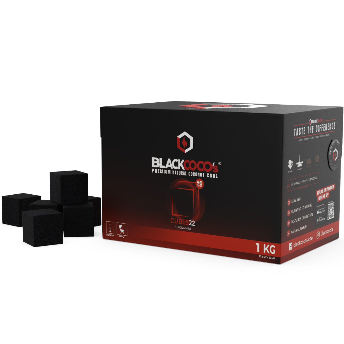 Charbons BLACK COCO 22mm 1kg - KM FACTORY