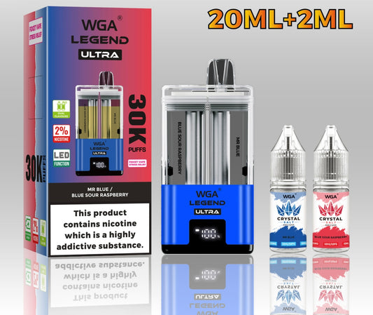 WGA Legend Ultra Double goût 30K 2% nicotine rechargeable