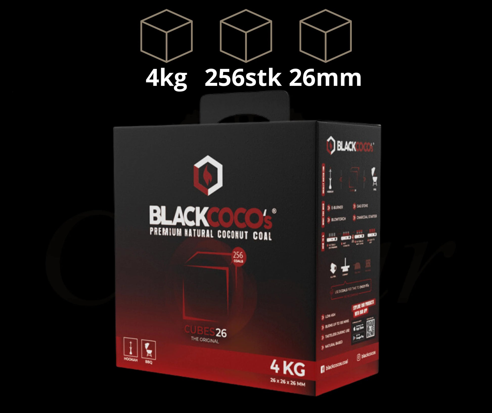 Charbons BLACK COCO 26 Malette de 4 kilos - KM FACTORY